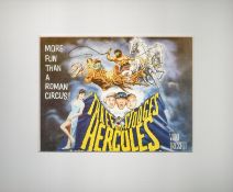 Three Stooges Meet Hercules Colour Magazine cutting, attached to board, further attached to card.