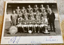 Man Utd footballers Noel Cantwell, Tony Dunne, Dave Hurd and 3 other signed on 1964/65 10 x 8 inch
