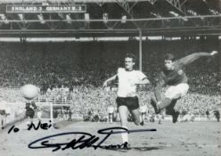 Geoff Hurst Signed 8x6 inch Black and White Photo. Signed in black ink, dedicated. Good Condition.