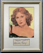 TV Star Rhonda Fleming Signed Signature Piece With Colour Photo, Housed in a Frame Measuring