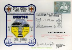 Derek Mountfield signed FA Cup Winners into Europe 1984 Dawn FDC PM Everton FA Cup Winners into