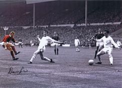 Autographed Denis Law 16 X 12 Photo - Colz, Depicting The Man United Striker Opening The Scoring