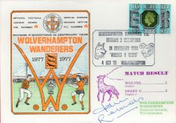 John Richards signed Wolverhampton Wanderers v Derby County Division 2 champions 1977 Dawn FDC PM