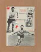 Former Preston and Man Utd Star Alec Dawson Signed 3 Times on a Magazine Clipping. Mounted to an