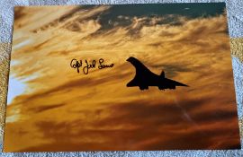 Concorde Capt Jock Lowe signed 12 x 8 Concorde sunset photo. Good Condition. All autographs come