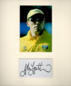 Australian Cricket Star Glenn McGrath Signed Signature Piece with Colour Photo, Mounted to an