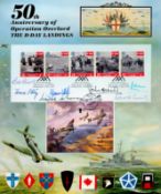 WWII 50th Anniversary of Operation Overlord The D Day landings 11x9 multi signed stamp sheet