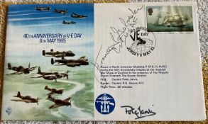 WW2 top US fighter ace Gabby Gabreski signed 40th ann VJ RAF flown cover. Good Condition. All