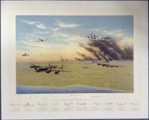 WW2 Colour Print Return From Caen by Graeme Lothian Multi Signed by Tom Austin, Peter Rutter, Arthur