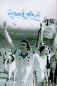 West Ham Legend Trevor Brooking Signed 12x8 inch Colourised Photo. Signed in blue ink. Good