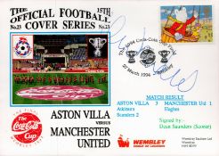 Dean Saunders signed Aston Villa v Manchester United Coca Cola Cup Final 1994 Dawn FDC PM The Coca