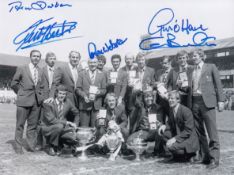 Autographed Derby County 8 X 6 Photo - B/W, Depicting A Wonderful Image Showing Derby County Players
