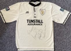 Robbie Williams signed Port Vale Home Football Shirt inscribed to Players Cafe. Size 44/46. Good