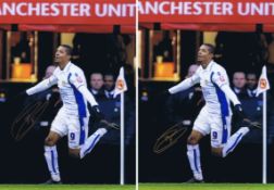 Autographed Jermaine Beckford 16 X 12 Photos - Two Copies Of A Superb Image Showing The Leeds United