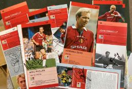 Football Man Utd collection of 11 magazine photos, signed pages includes John Connelly, Wes Brown,