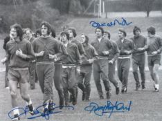 Autographed England 8 X 6 Photo - B/W, Depicting England Players Training At Roehampton Prior To