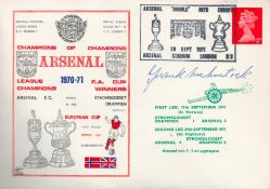 Frank McLintock signed Champions of Champions Arsenal v Stomgodset Drammen 1970-71 European Cup Dawn