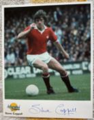 Football Steve Coppell signed 10 x 8 inch colour Autographed editions photo, with biography on back.