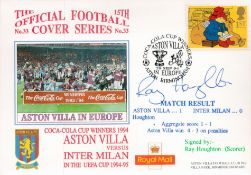 Ray Houghton signed Aton Villa v Inter Milan UEFA Cup 1994-95 Dawn FDC PM Coca Cola Cup Winners