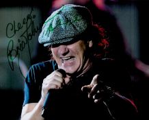 AC DC Vocalist Brian Johnson Signed 10x8 inch Colour Photo of Johnson. Signed in green ink with