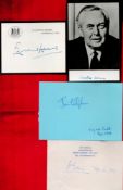 Prime Ministers collection 4 signed signature pieces includes Harold Wilson, Edward Heath, James