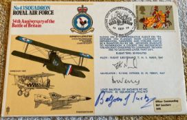 Great War fighter ace Lord Balfour of Inchrye signed 43 sqn, 33rd ann Battle of Britain RAF flown