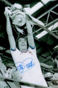 West Ham Legend Billy Bonds Signed 12x8 inch Colourised Photo. Signed in blue ink. Good Condition.