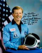 NASA Robert Hoot Gibson signed 10x8 colour photo dedicated. Robert Lee "Hoot" Gibson (born October