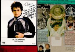 Tennis Billie Jean King signed 10x8 colour promo photo dedicated. Good Condition. All autographs