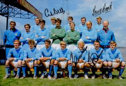 Man City Legends Multi Signed 12x8 inch Colour Photo. Signed in black ink by Colin Bell, Tony Brooke
