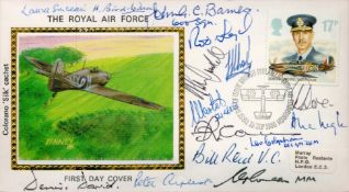 World War II The Royal Air Force multi signed FDC 15 veteran signatures includes Peter Ayerst,