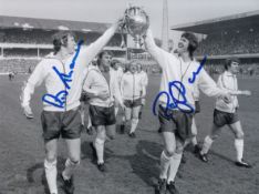 Autographed Derby County 8 X 6 Photo - B/W, Depicting Derby County's Rod Thomas And Roger Davies