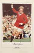 Denis Law signed 20x12 Manchester United and Scotland colour print. Good Condition. All autographs