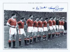 Autographed Man United 16 X 12 Photo-Edition, Colz, Depicting Man United's Busby Babes Lining Up