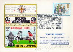 Natt Lofthouse signed Bolton Wanderers v Nottingham Forest Meeting the Champions Dawn FDC PM