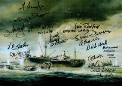 WWII commemorative multi signed D-day 6th June 1944 8x6 D.D Normandy Landings card includes 12