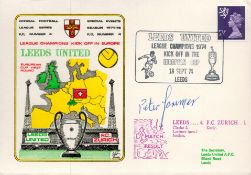 Peter Lorimer signed League Champions Kick Off in Europe Leeds United v FC Zurich European Cup
