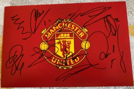 Football Man Utd 2017/18 squad multiple signed 12 x 8 colour photo. Includes Jose Mourinho, Alexis