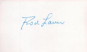 Tennis Rod Laver signed 5x3 white card. Good Condition. All autographs come with a Certificate of