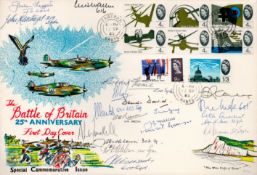 WWII Battle of Britain multi signed 25th Anniversary FDC special commemorative issue includes 18