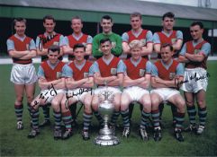 Autographed Burnley 16 X 12 Photo - Col, Depicting A Wonderful Image Showing The 1959/60 First