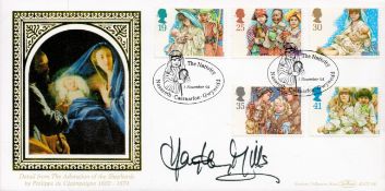 Hayley Mills signed nativity FDC with image commemorating the adoration of the Shepherds by Philippe