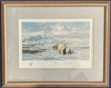 David Shepherd signed 25x21 framed and mounted print titled Iced Wilderness limited edition number