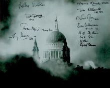 WWII Battle of Britain St Pauls multi signed 10x8 black and white photo includes 11 Fighter