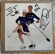 Skaters Torvill and Dean signed 5 x 5 inch b/w photo to Eric, fixed to card. Good Condition. All