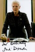 Judi Dench signed 6x4 colour photo pictured in her role as M in James Bond dedicated. Good