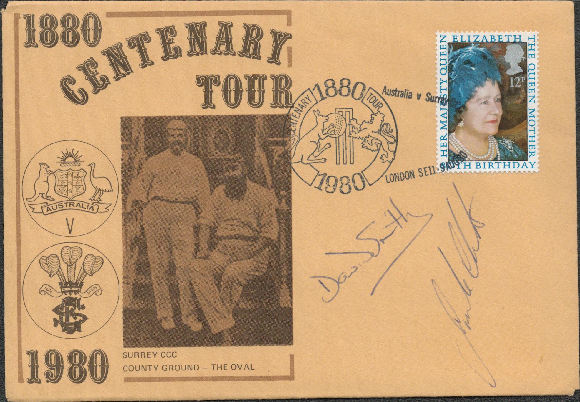 Cricket Surrey v Australia Centenary Tour 18801980 signed commemorative cover signed by Davis