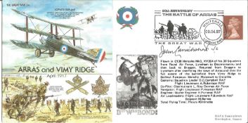 John Cruickshank V.C. signed FDC Arras and Vimy Ridge April 1917. Flown in Hercules Mk3 XV304 of No.