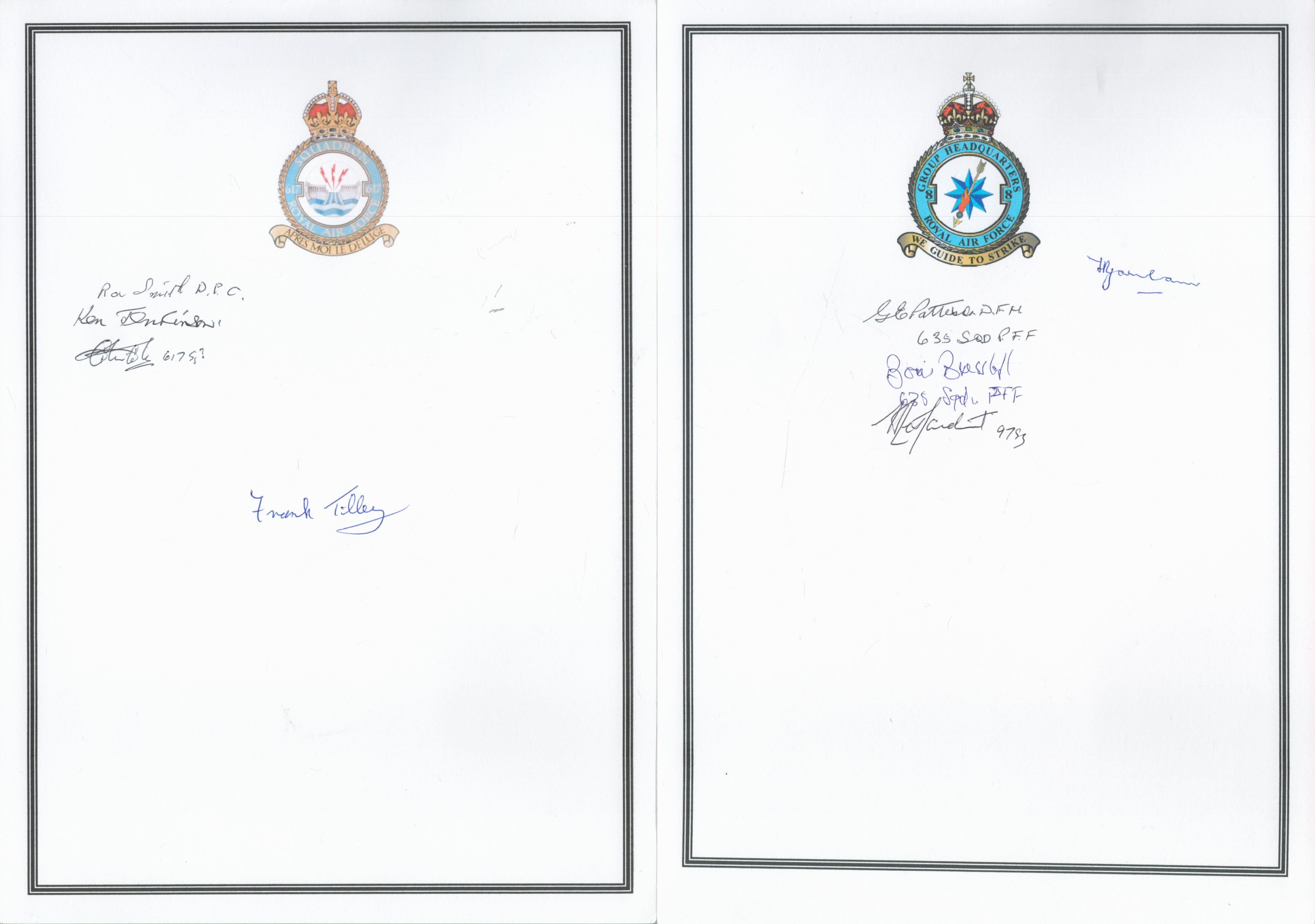 Bomber Command Collection of 7 Bookplates Signed by Men of Bomber Command. Signatures include AW