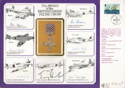 WW2 multisigned cover. Award of the Distinguished Flying Cross signed by Sir Robin Hooper, Desmond